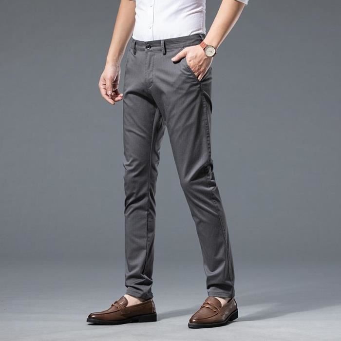 Pantalon Chino Homme Coupe Droite Motif Rayures Pantalon Business