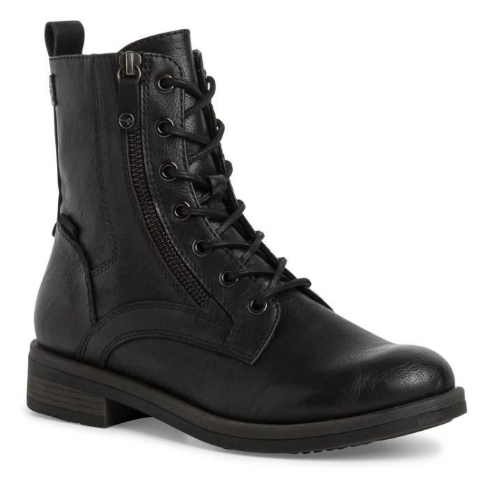 Bottines Femme TAMARIS 25107 29 Talon Plat Fermeture a Zip Noir Noir Cdiscount Chaussures