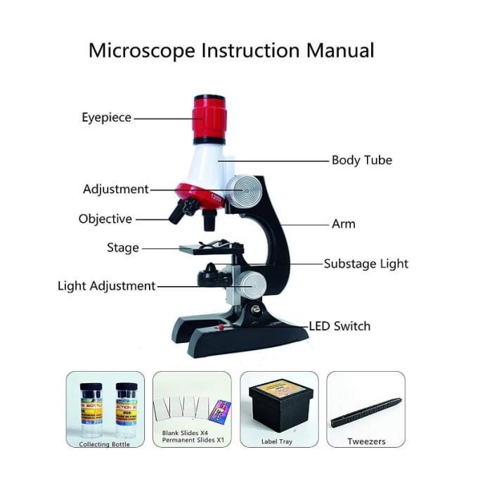 Microscope professionnel à fort grossissement 1200 fois pour