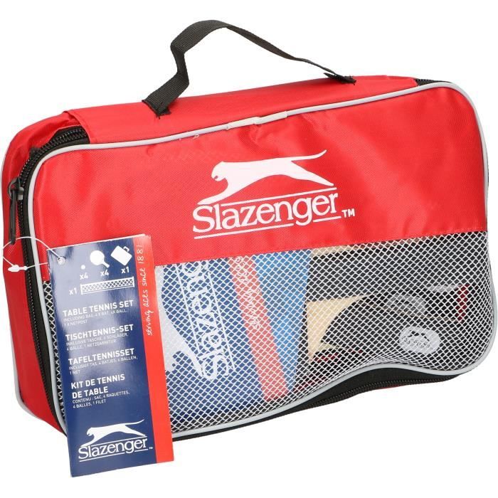 Set De Tennis De Table Slazenger 15 Pièces - 4 Raquettes, 10 Balles, 1 Sac - Multicolore - Pour Tous Niveaux