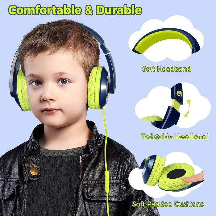 RockPapa Casque Audio Enfant, Casque Filaire avec Micro pour