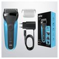 Rasoir électrique sans fil BRAUN Series 3 Shave & Style - 3 lames flexibles - 5 sabots - Noir/Bleu-2