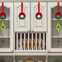 Lot De 4 Couronnes De Noël Artificielles Pour Armoires De Cuisine Avec Ruban Et Nœud, Petites Couronnes De Noël Artificielles Pour Décoration De Noël, Fenêtre, Mur, Porte D'entrée (rouge