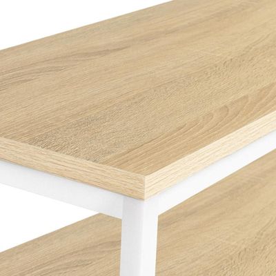 Console Detroit Design Industriel Bois Et Métal Blanc - Meuble Entrée Salon 80cm