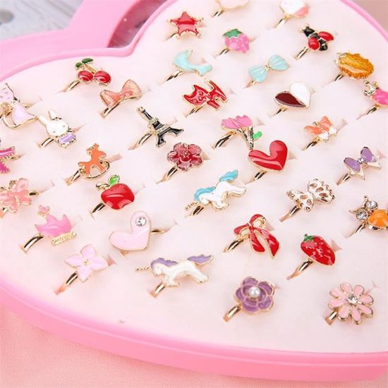 Lot De 20 Bagues Multicolores Pour Filles – Bijoux Enfant, Résine, Thème Princesse