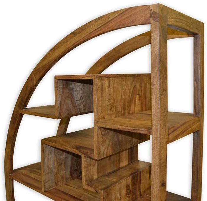 Bibliothèque arrondie en bois massif - étagères asymétriques - couleur ...