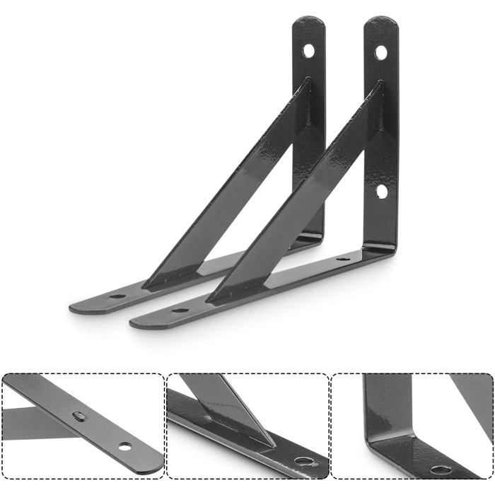 Équerres Murales STARVAST – Lot De 10 Supports Triangulaires En Acier 250x160 Mm – Charge Max 30 Kg – Vis Et Chevilles Incluses – Blanc