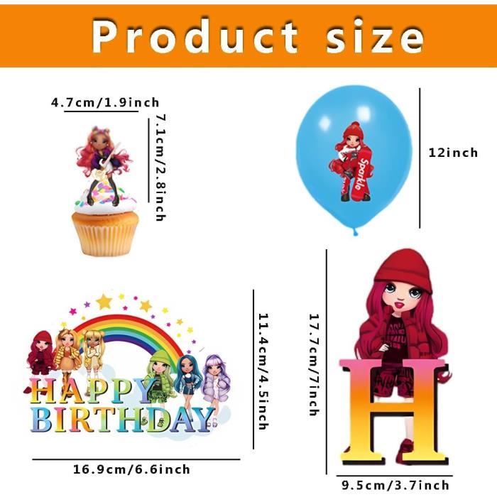 71Pcs Rainbow Doll Vaisselle De Fête,Anniversaire Décoration Filles Rainbow-High  Décoration De Fête Bannière D'Anniversaire[u13627] - Cdiscount Maison