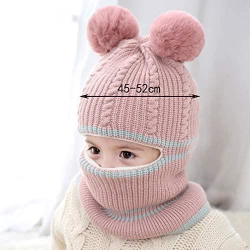 Chapeau Bonnet Enfant Hiver Bébé Fille Garçon Ensemble Bonnet Echarpe  Chaudes Bonnet Tricoté 2 3 4 5 ans (Rose)