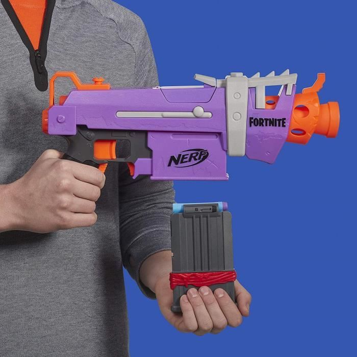 Nerf Fortnite SMG-E - NERF - Blaster motorisé avec chargeur 6 fléchettes -  Violet - Cdiscount Jeux - Jouets