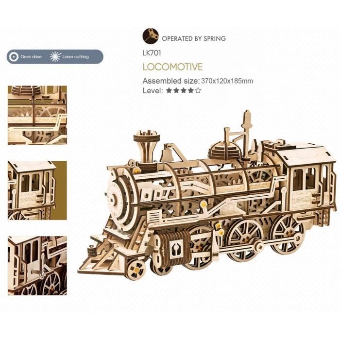 ROKR  Maquette Bois Locomotive Mécanique – Rokr Puzzle