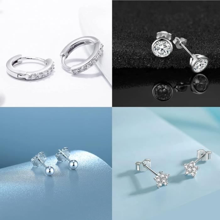 Lot De 3 Paires De Boucles D’oreilles Créoles Plaqué Or 18K - Zirconium Brillant - Pour Piercing Multiples Et Style Empilable - 9