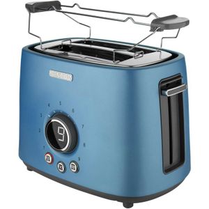 Grille-pain - BLEU Opale PASTEL - 2 Tranches - 1000W - Rétro Vintage - Décongélation et Réchauffage - Electroménager