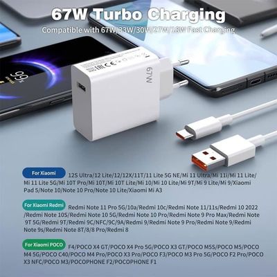 Chargeur Rapide Xiaomi 33W Avec Câble 2m - Compatible Redmi Note 13/12/11 Pro, Mi 10/11, POCO, Etc. - 14