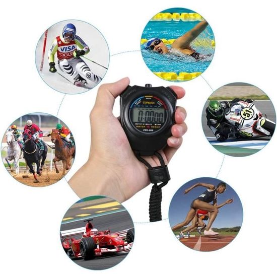 Chronomètre Numérique Sportif – Précision 1/100s, Mémoire 100 Tours, Grand écran, Multifonction