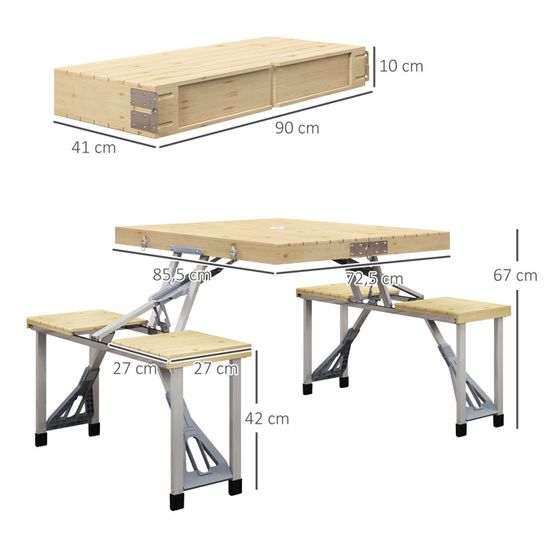 Outsunny Table de Camping avec 4 chaises Pliantes, Ensemble Outsunny Table de Camping avec 4 chaises Pliantes, Ensemble
