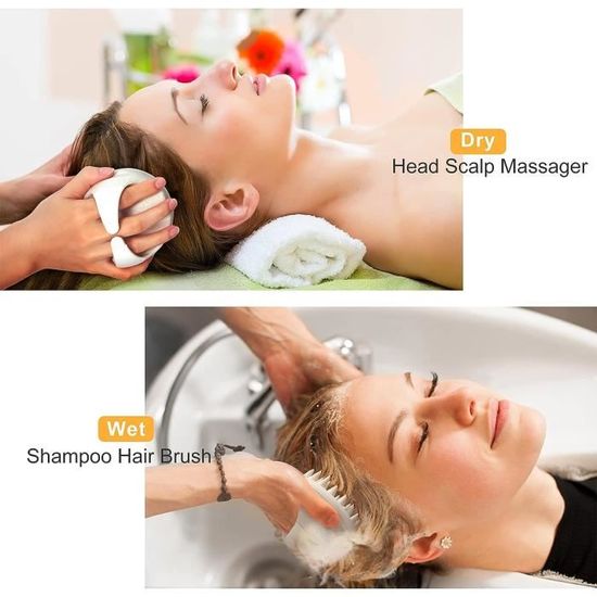 Masseur Tete [Humide & Sec],Brosse à Cheveux en Silicone pour Shampooing et  Massage Cuir Chevelu,Nettoyage en Profondeur et E[~727] - Cdiscount  Electroménager