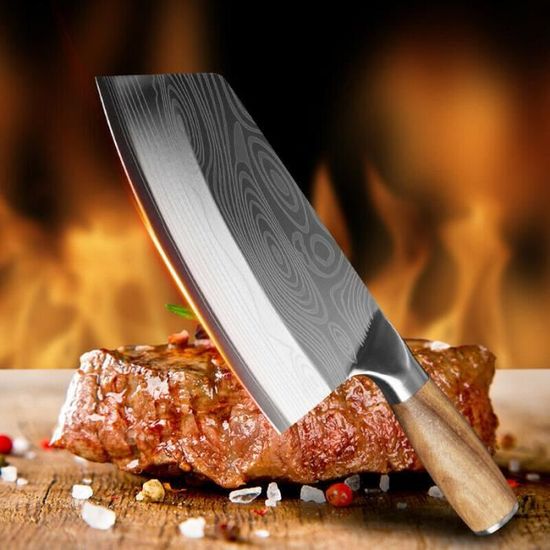 Couteau De Chef Professionnel De 20,3 Cm, Couteau De Cuisine En Acier Damas, Couteau De Chef Tranchant Comme Un Rasoir Avec Poignée Ergonomique En Résine Naturelle, Pour La Maison Et Le Restaurant