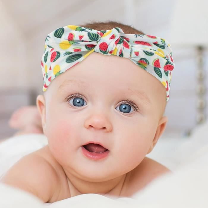 5 Bandeaux Bébé Fille - Turban Arc-en-Ciel - Accessoires Cheveux Doux Et Élastiques - Enfant 3 Mois à 6 Ans