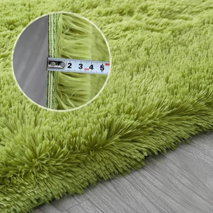 Hiser Tapis Rond Moderne à Poils Longs - 120 Cm Vert Clair - Ultra Doux Et Moelleux Pour Salon, Chambre, Salle De Jeux