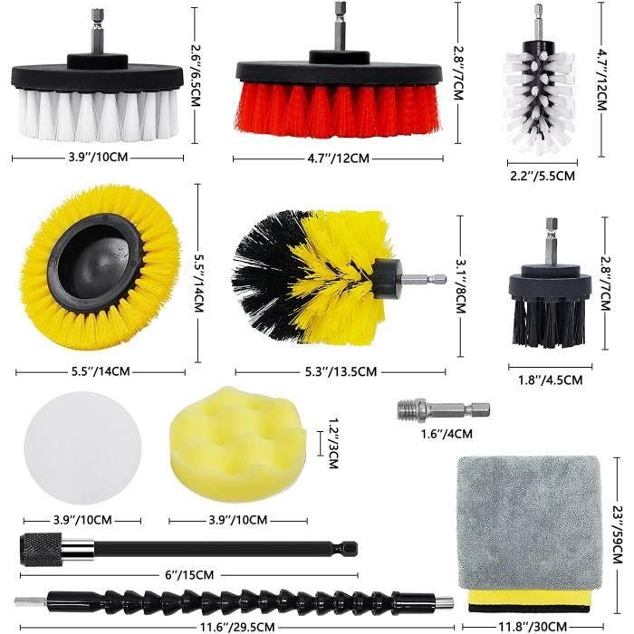 Brosse Pour Perceuse Kornely - Poils Blancs Extra Doux - Nettoyage Tapis, Cuir, Voiture Sans Rayures