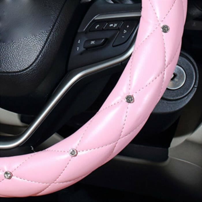 Housse de volant de voiture en cristal rose diamant,housse de guidon, accessoire d'intérieur de voiture pour femmes,cadeau pour filles - Type  8PCS1Set