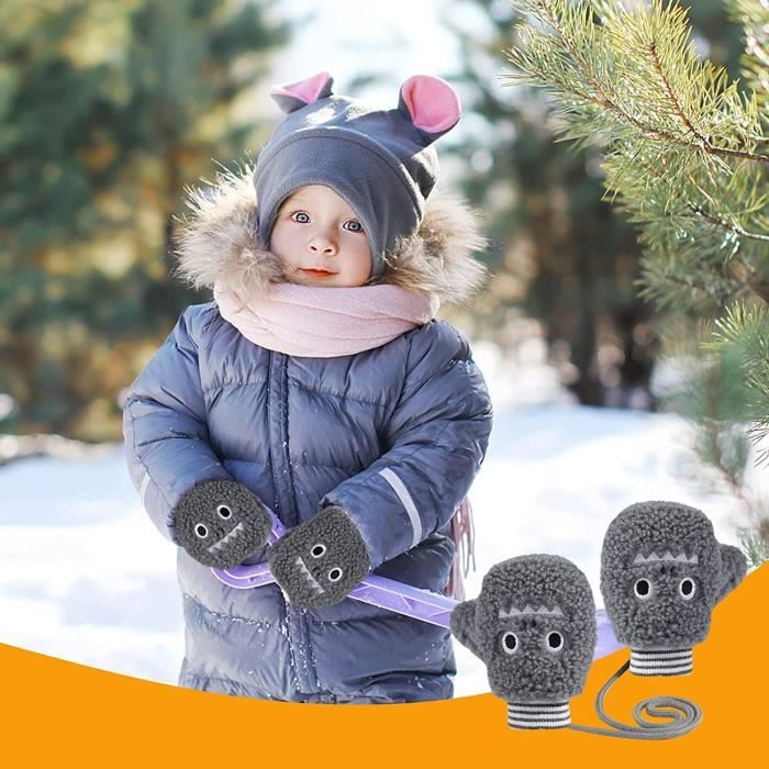 Gants de cyclisme d'hiver pour enfants - Chauds - Antidérapants