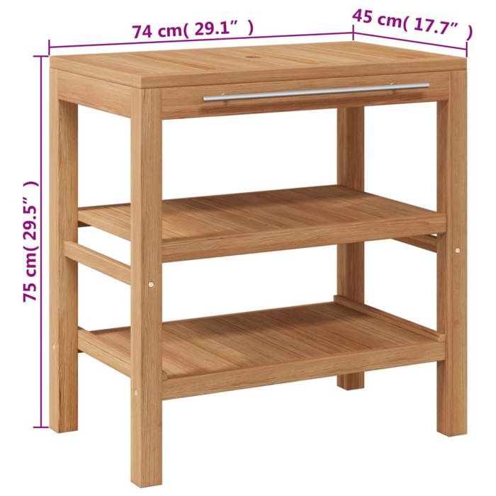 Meuble Sous Vasque VidaXL Armoire De Toilette Teck Solide Et Lavabos En