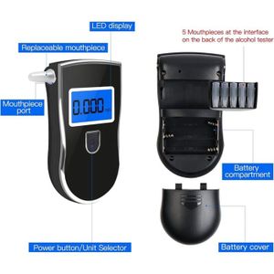 Alcootest électronique Portable Besreey - Écran LCD, Alarme, 20 Embouts Jetables, Piles AAA (non Fournies)