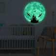 Autocollant mural amovible lune lumineuse décoration d'Halloween à la maison @ouniondo 3540-0