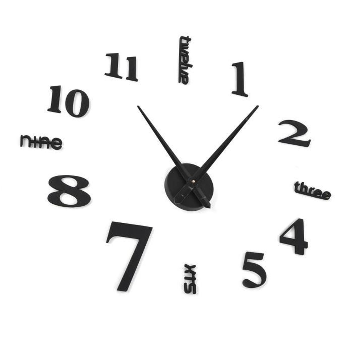 Horloge Murale 3D DIY Échecs - Effet Miroir Doré - Diamètre 94 Cm - À Assembler Soi-Même - Pile AA Non Incluse