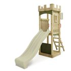 FATMOOSE Aire de jeux Portique bois TreasureTower avec toboggan vert sauge Maison enfant extérieure avec bac à sable