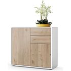 Vladon Commode Buffet Ben, Corps en Blanc mat - Façades en Chêne Nordique