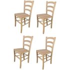 T M C S Tommychairs - Set 4 chaises cuisine VENEZIA, robuste structure en bois de hêtre poli non traité, 100% naturel et assise en bois