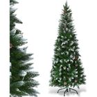 COSTWAY Sapin de Noël Artificiel 180CM Aiguilles en PVC avec Neige 630 Branches Support Métallique Extérieure Vert 29 Pommes de Pin