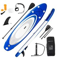 Planche de Surf Gonflable GYMAX 305X76X15CM - Charge 130kg - Pagaie Régable - Corde de Pied - Bleu