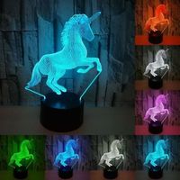 Licorne 3D LED 7 Couleurs Nuit Lumière LED Lampe De Table USB Enfants Lumières comme Décorations pour La Maison