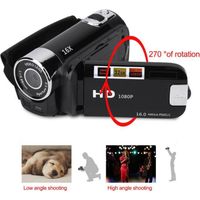 YOSOO Caméra vidéo Caméscope numérique haute définition Full HD 270 ° Rotation 16X Caméra DV (EU Black)