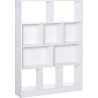 Bibliothèque étagère HOMCOM - 5 niches + 5 étagères - Panneaux de particules blanc - 100x23x140cm