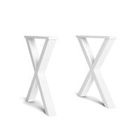 Support - Pieds en X - Bois massif pour plateau de table - Laqué blanc - 72x72cm, RF960