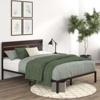 Lit double 140 x 190 cm - Cadre de lit en bamboo et métal - Zinus Figari  