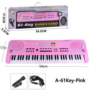 PIANO Clavier de piano électronique pour enfants,61 prédire,orgue avec microphone/24 prédire,jouets éducatifs,cadeau - A-61Key-Pink