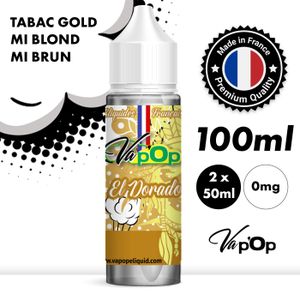 E-liquide Cigarette électronique - EL DORADO -TABAC MI-BLOND MI-BRUN -  50MPGV/50VG - 0mg/ml - 2 x 50ml - 100ml