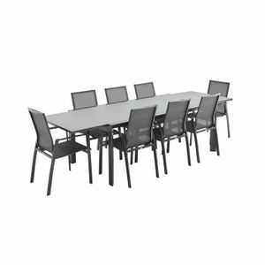 Ensemble table et chaise de jardin Salon de jardin table extensible - Washington Gris