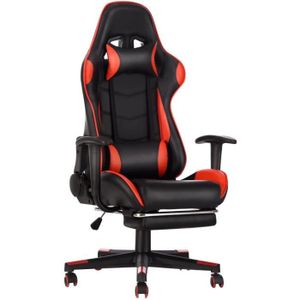 Luckracer Gaming Chair with Footrest and Massage Ergonomic Computer Chair with Headrest and Lumbar Support,Pu Leather High Back Adjustable Big and Tall Swivel Game Chairs for Adults Kids-Black 