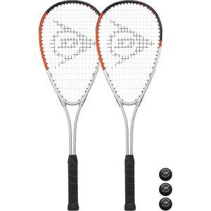 HOUSSE SQUASH dunlop hyper ti lot de 2 raquettes de squash avec housses de protection et 3 balles de squash