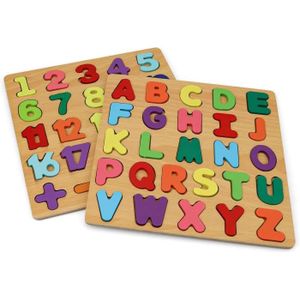 PUZZLE Puzzle Alphabet Bois,Coloré Puzzle Alphabet,2pcs C