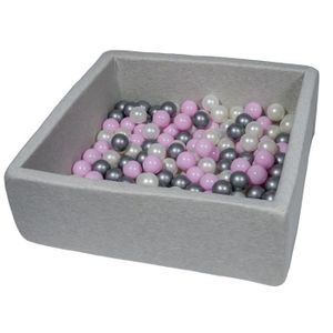 PISCINE À BALLES Piscine à balles pour enfant - Velinda - 24171 - Dimensions 90x90 cm - 150 balles perle - Rose clair et argent