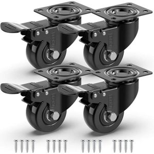 1.5 Pouce M8 LLPEIJIE026 4 Pièces roulettes Pivotantes roulettes Robustes en Polyuréthane roulettes Meubles,Vis Boulon M8//M10 2 avec Frein pour Chariots De Supermarché//Stands De Fleurs