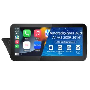GPS AUTO AWESAFE Autoradio Android 11【4Go+64Go】pour Audi A4 A5 avec 10.25 Pouces,Carplay sans Fil/Android Auto/WIFI Non MMI